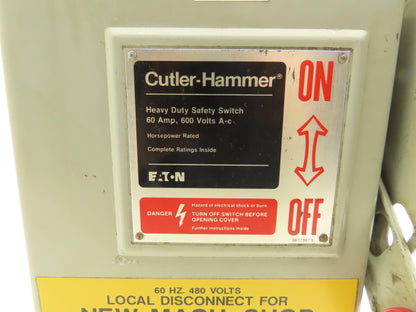 Cutler Hammer DH362FDK Eaton Safety Disconnect Switch 60A 600V Non-Fusible