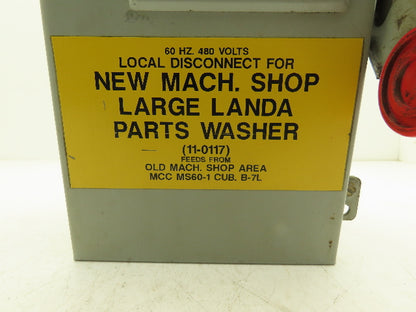 Cutler Hammer DH362FDK Eaton Safety Disconnect Switch 60A 600V Non-Fusible