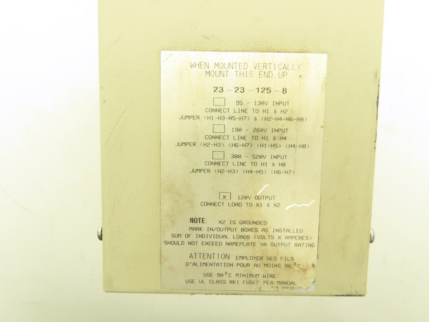Sola 23-23-125-8 CVS Constant Voltage Transformer Regulator 250VA 120V Output
