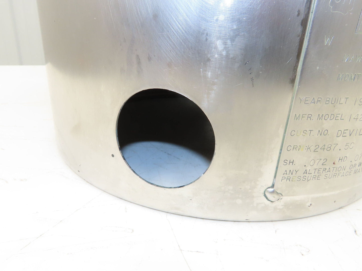 Devilbiss 1420-498 QMS Paint Sprayer Pressure Tank 10 Gallon Stainless