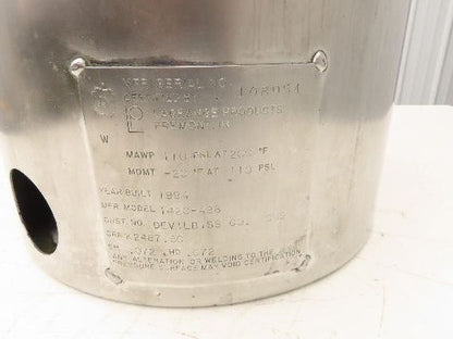 Devilbiss 1420-498 QMS Paint Sprayer Pressure Tank 10 Gallon Stainless
