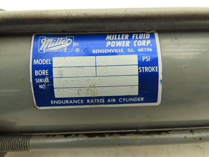 Miller 84B2N Pneumatic Air Cylinder 2.5" Bore 6" Stroke 500psi Clevis Mount