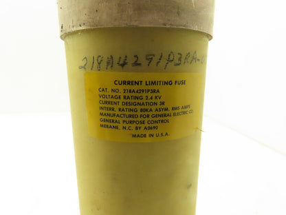GE General Electric 218A4291P3RA Current Limiting Fuse 2.4kV 80kA 3R 2400V 12"L
