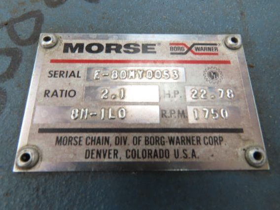 Morse 8M-1L0 Borg Warner Gearbox 2.1:1 Reducer 22.78Hp 833RPM LH Output