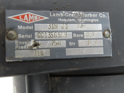 Lamb 3197 21 Gray Harbor Pneumatic Air Cylinder 8" Bore 19" Stroke 250PSI