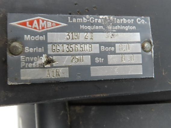 Lamb 3197 21 Gray Harbor Pneumatic Air Cylinder 8" Bore 19" Stroke 250PSI