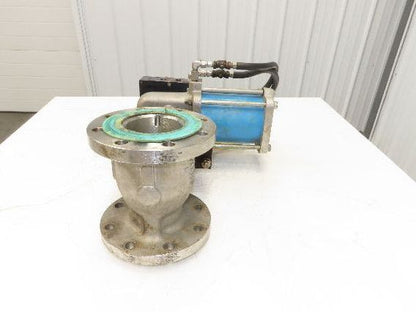 Jamesbury 4" Flanged Ball Valve Pneumatic Air Actuator w/Positioner