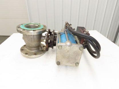 Jamesbury 4" Flanged Ball Valve Pneumatic Air Actuator w/Positioner