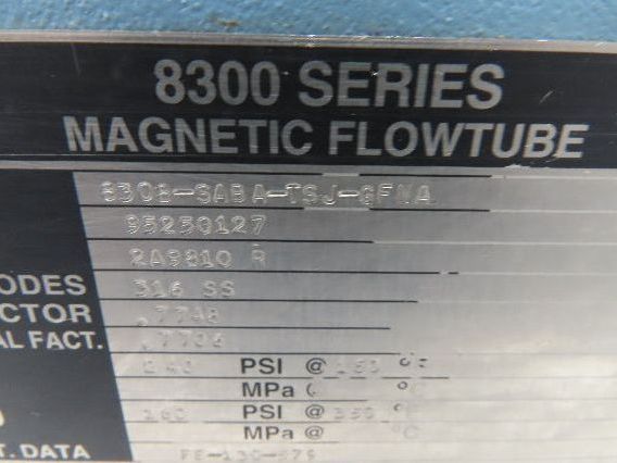 Foxboro 8308-SABA-TSJ-GFNA Magnetic Flow Meter 8" Flow Tube 8300 Series