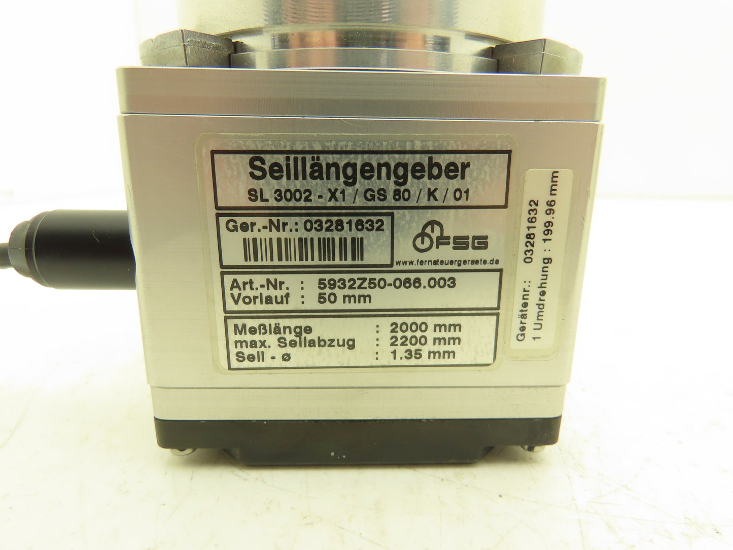 Seillangengeber SL 3002-X1/GS 80/K/01 Cable Pull Encoder DeviceNet Stegmann