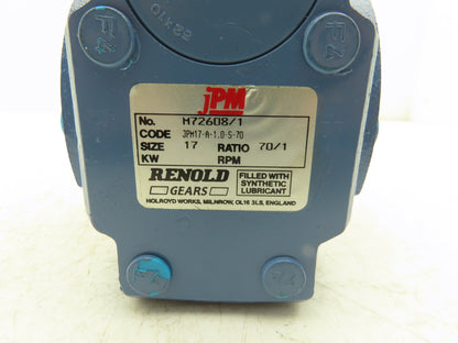 Renold JPM17-A-1.0-S-70 Worm Gearbox 70:1 Reducer IEC 71 Hollow Shaft