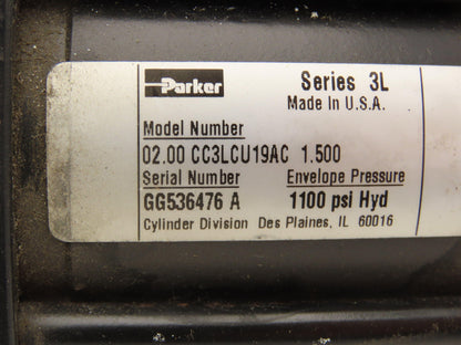 Parker 02.00 CC3LCU19AC 1.500 Hydraulic Cylinder 2" Bore 1-1/2" Stroke 1100psi