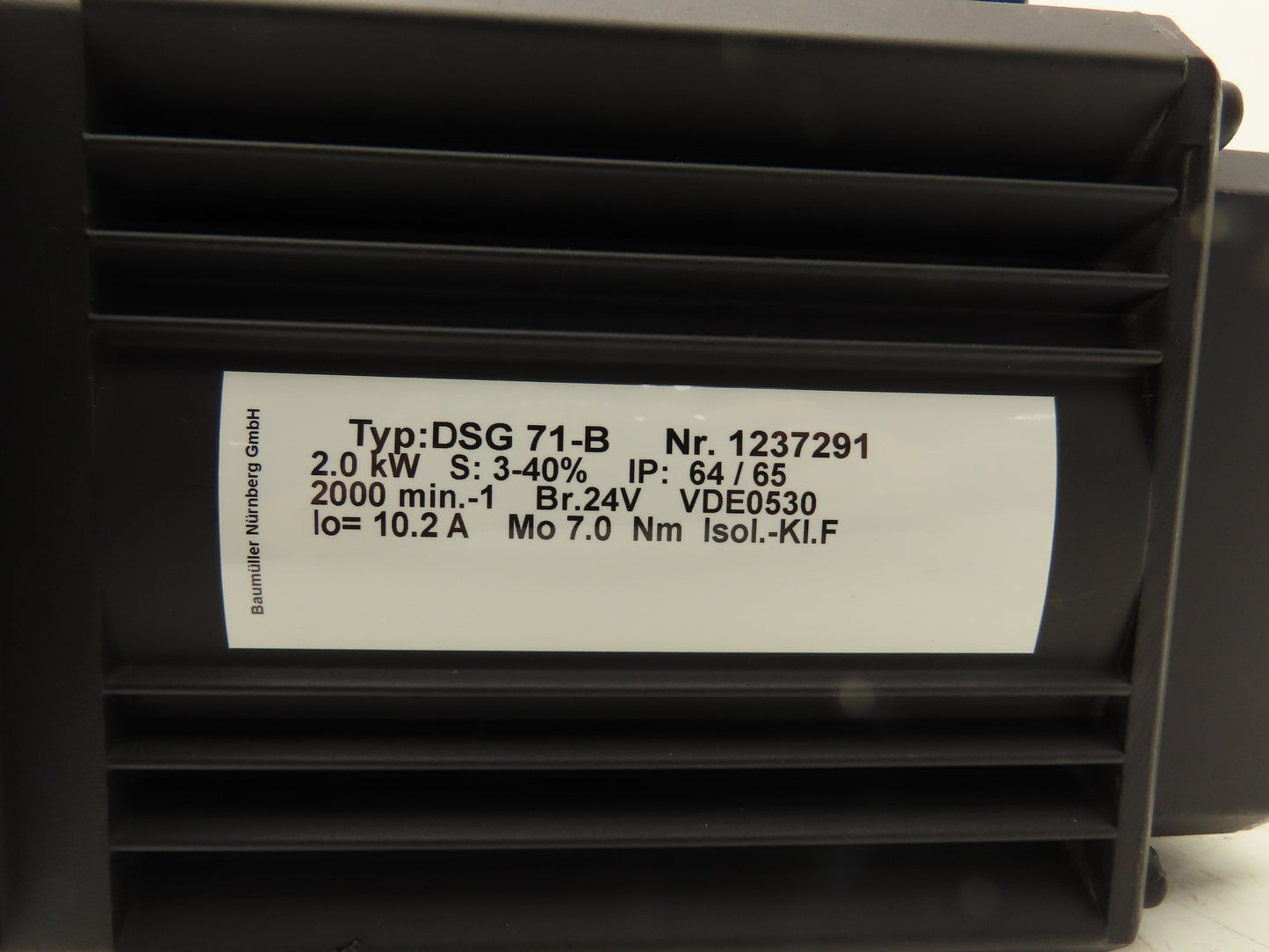 Baumuller DSG 71-B Servo Motor 2kW 2000 RPM 24V Brake