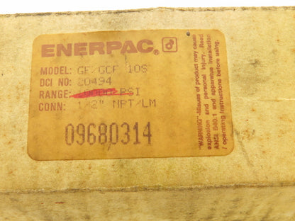 Enerpac GF10S / GCF10S Guage 10,000 PSI 1/2 NPT/LM 4" Dial Rated 20,000 Capacity