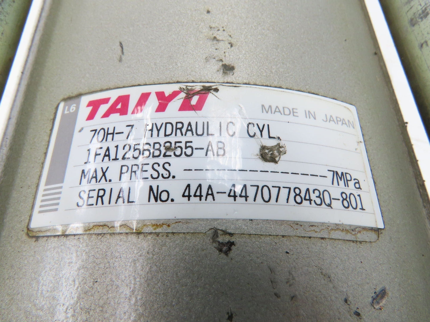 Taiyo 70H-7 1FA125BB255-AB Hydraulic Cylinder 125mm Bore 255mm Stroke 1015psi