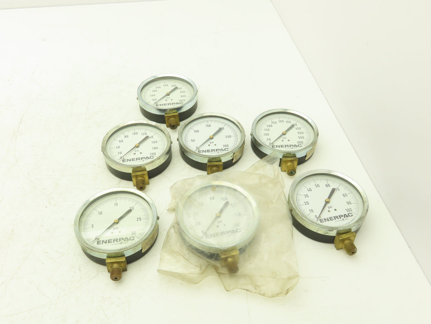 Enerpac Pressure Gauges 4" Dial 1/4" NPT 100-1000 PSI Lot of 7