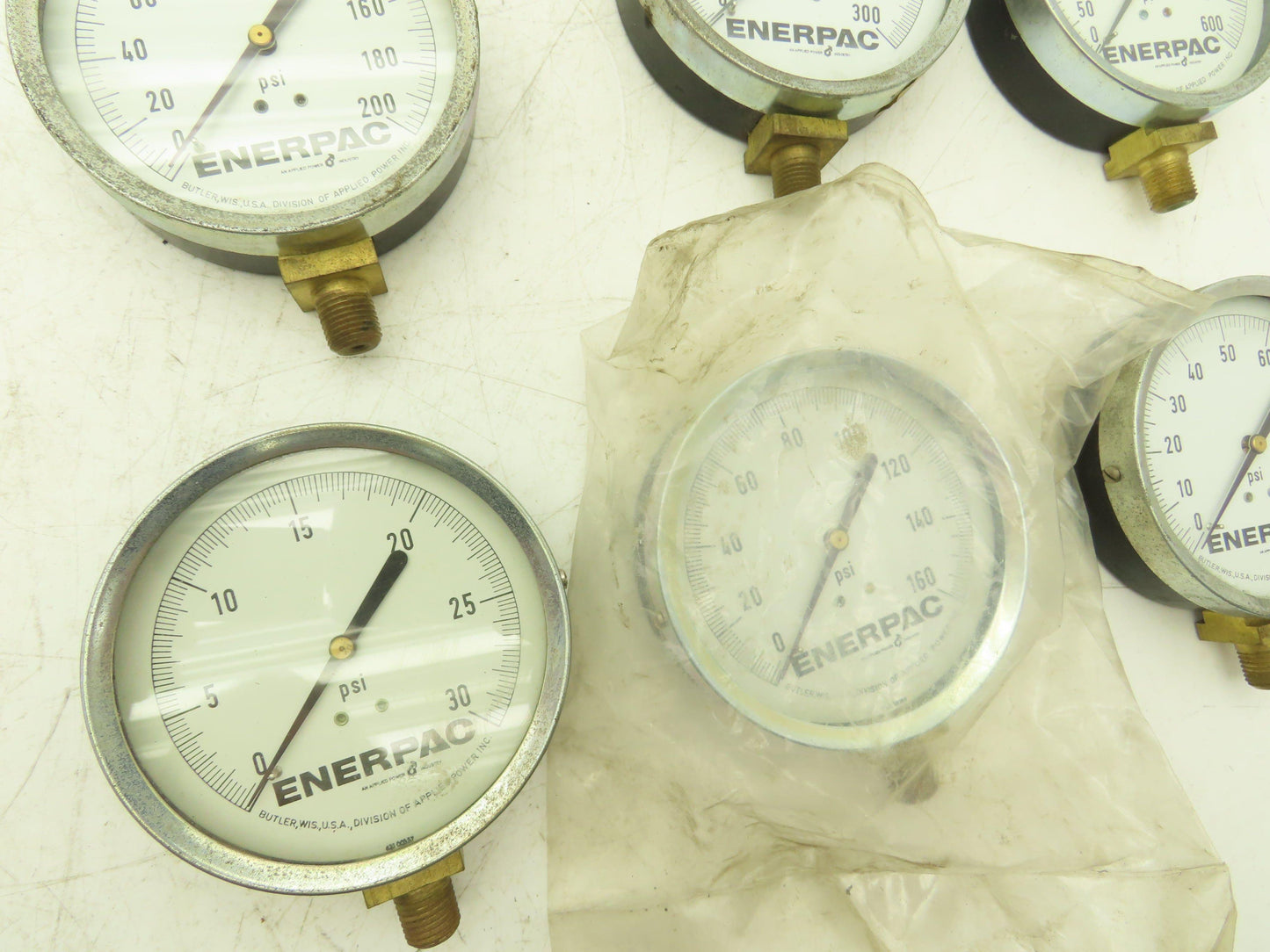 Enerpac Pressure Gauges 4" Dial 1/4" NPT 100-1000 PSI Lot of 7