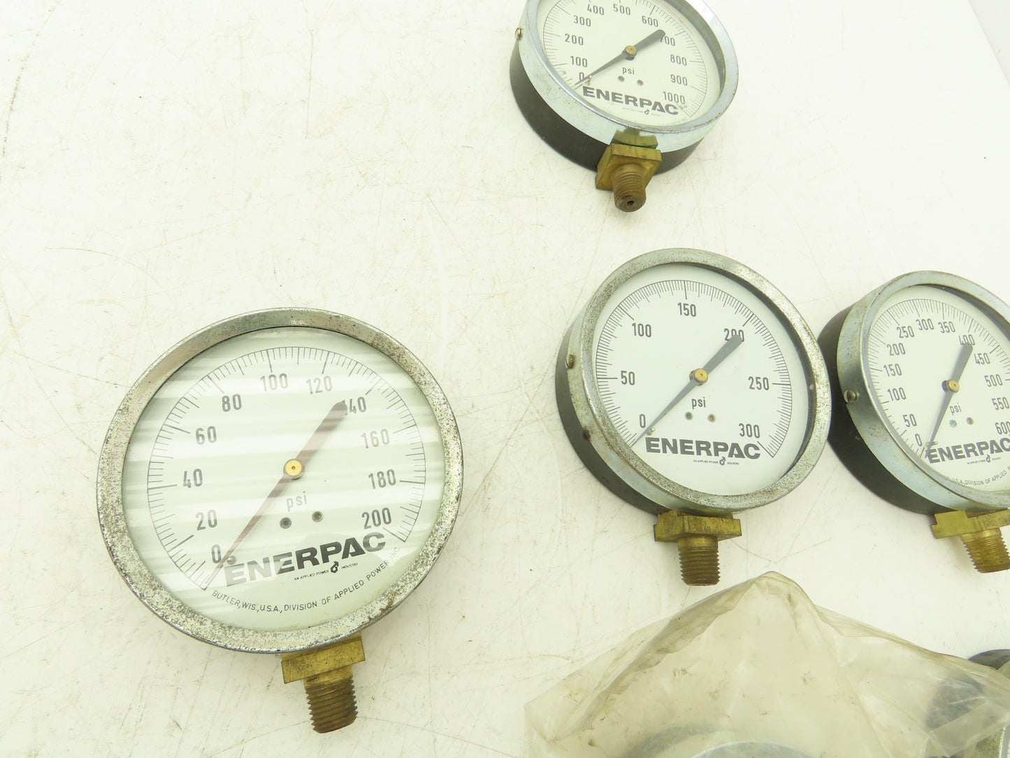 Enerpac Pressure Gauges 4" Dial 1/4" NPT 100-1000 PSI Lot of 7