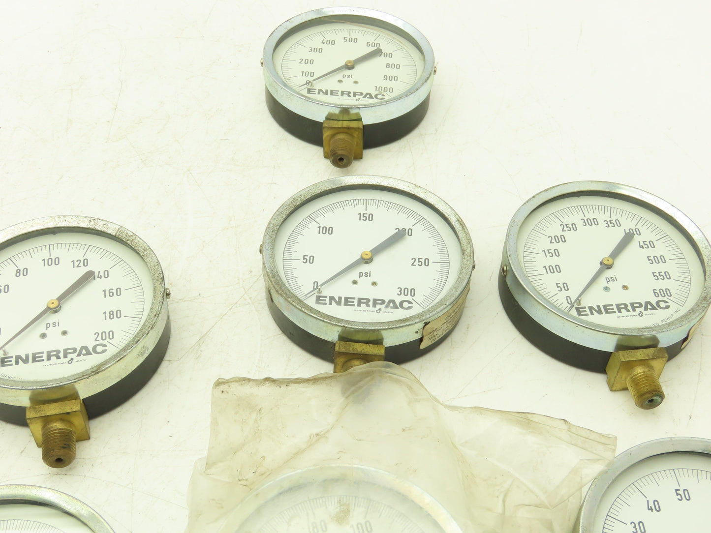 Enerpac Pressure Gauges 4" Dial 1/4" NPT 100-1000 PSI Lot of 7