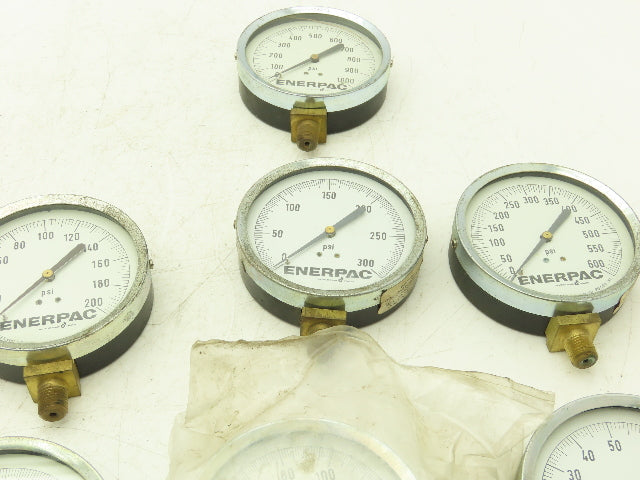 Enerpac Pressure Gauges 4" Dial 1/4" NPT 100-1000 PSI Lot of 7