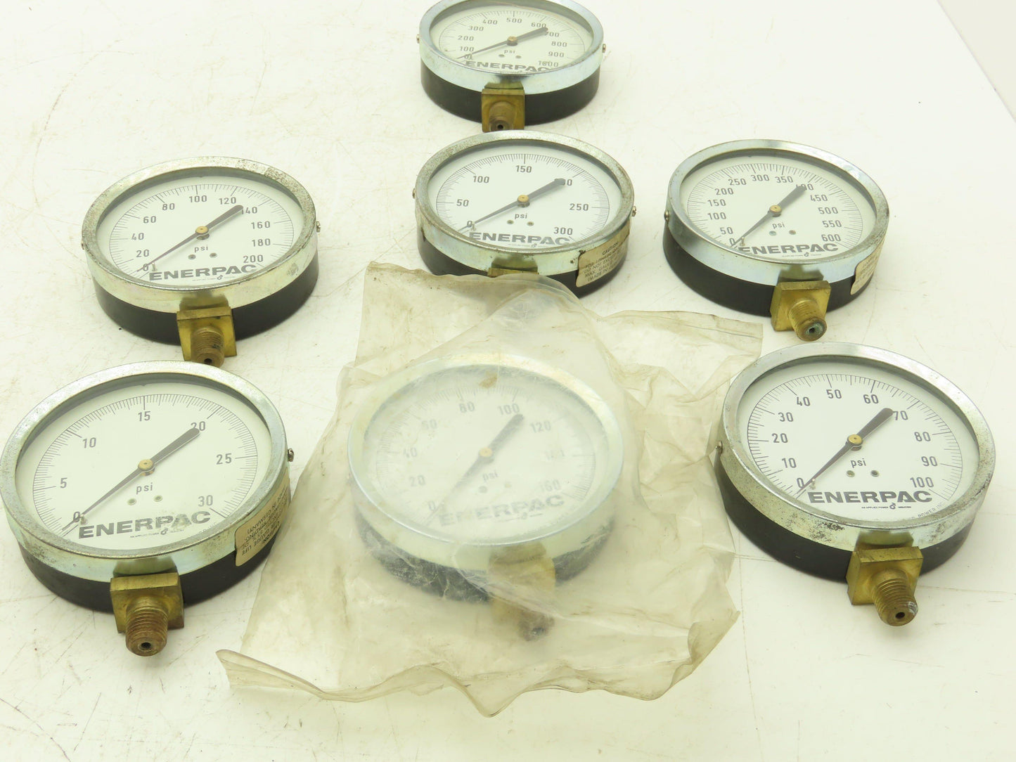 Enerpac Pressure Gauges 4" Dial 1/4" NPT 100-1000 PSI Lot of 7