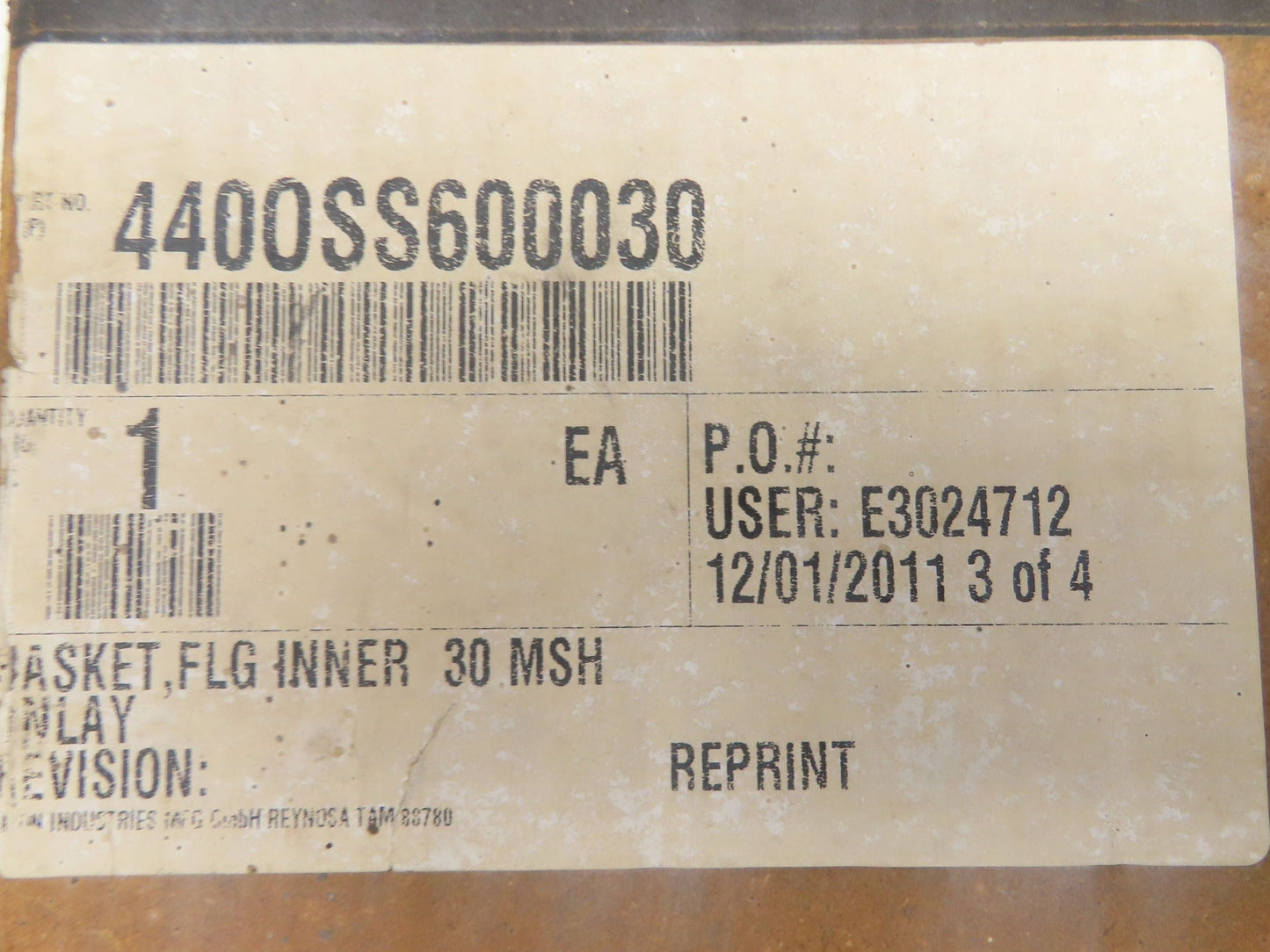 Eaton Hayward Stainless Strainer Filter Basket 30 Mesh 7"ID  4400SS600030