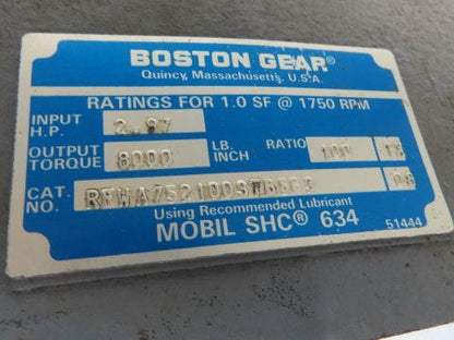 Boston Gear RFWA752100STB563 Gearmotor 100:1 Double Reduction 17rpm 1Hp 460V 56C