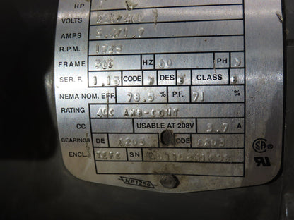 Boston Gear RFWA752-100 Gearmotor 100:1 Double Reduction 17rpm 1Hp 460V 3PH 56C