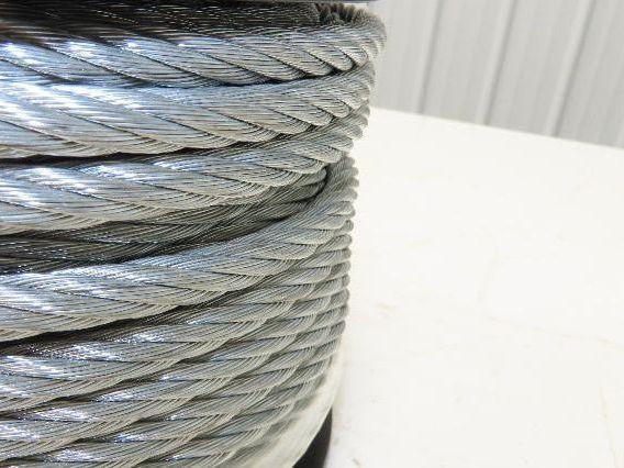 1DLA6 Galvanized Steel Cable 7x19 Strand 3/8" OD 150' Length 2880 lbs Safe Load
