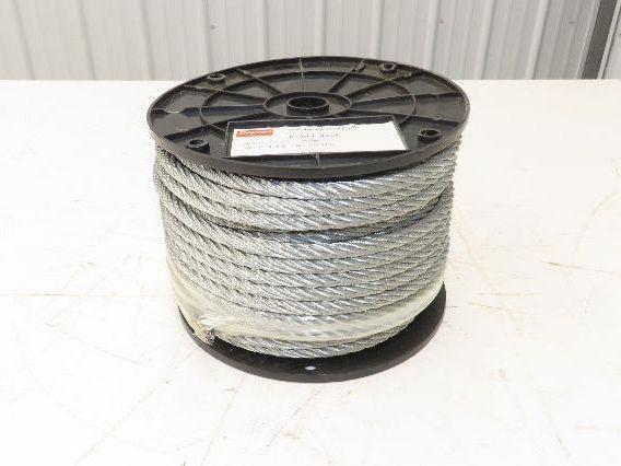 1DLA6 Galvanized Steel Cable 7x19 Strand 3/8" OD 150' Length 2880 lbs Safe Load