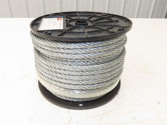 1DLA6 Galvanized Steel Cable 7x19 Strand 3/8" OD 150' Length 2880 lbs Safe Load