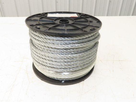 1DLA6 Galvanized Steel Cable 7x19 Strand 3/8" OD 150' Length 2880 lbs Safe Load