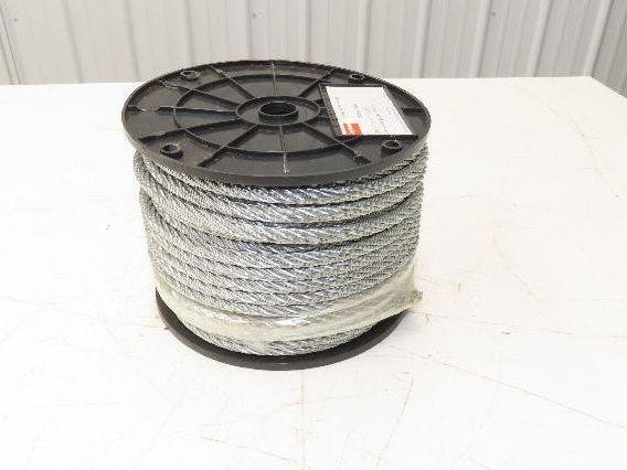 1DLA6 Galvanized Steel Cable 7x19 Strand 3/8" OD 150' Length 2880 lbs Safe Load