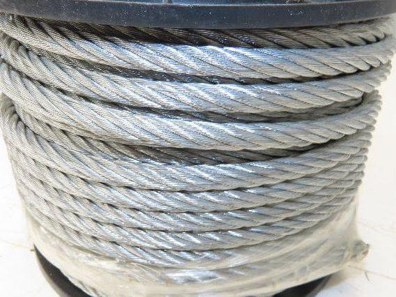 1DLA6 Galvanized Steel Cable 7x19 Strand 3/8" OD 150' Length 2880 lbs Safe Load