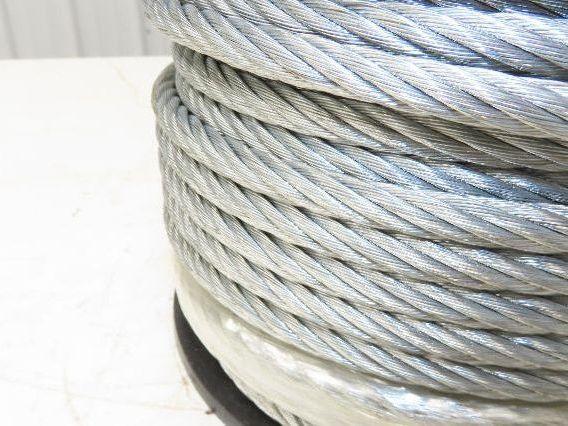 1DLA6 Galvanized Steel Cable 7x19 Strand 3/8" OD 150' Length 2880 lbs Safe Load