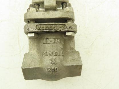 Powell A-5551-2 Gate Valve Stainless Steel Rising Stem 3/4" NPT