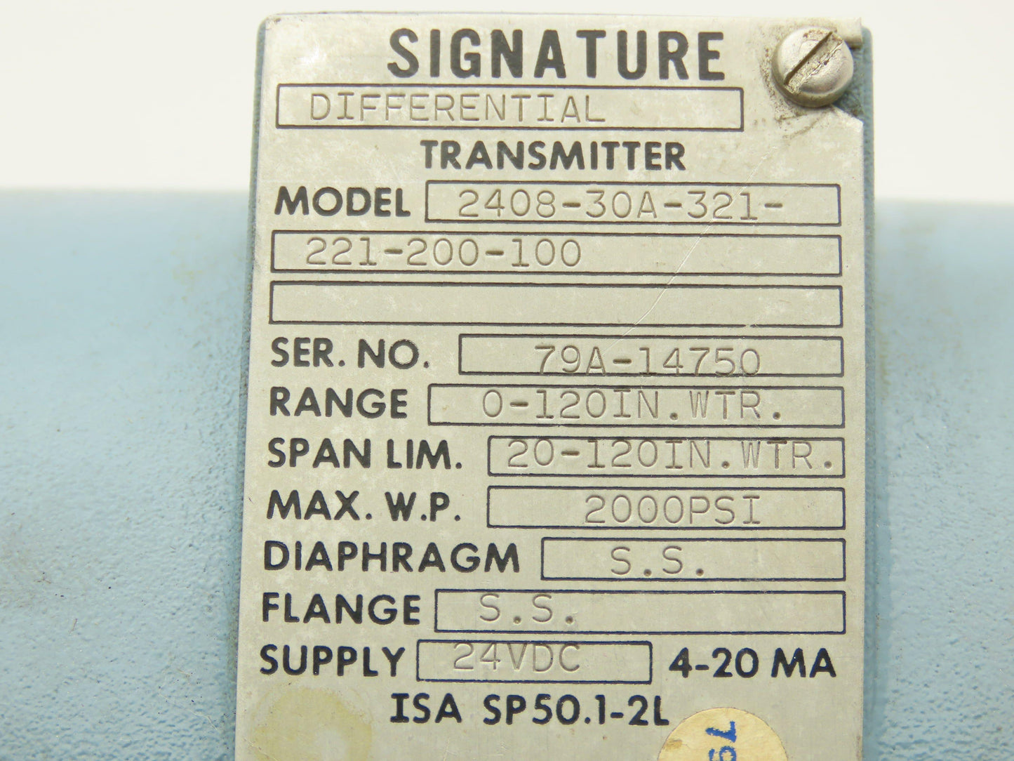 Bristol Acco Differential Pressure Transmitter Signature 0-120" WC 24VDC 2000psi
