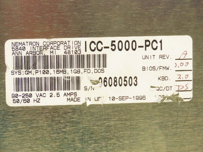 Nematron ICC-5000-PC1 Operator Interface Display