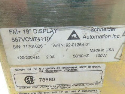 Schneider Automation Control Panel Operator Interface FM+ 19" Display