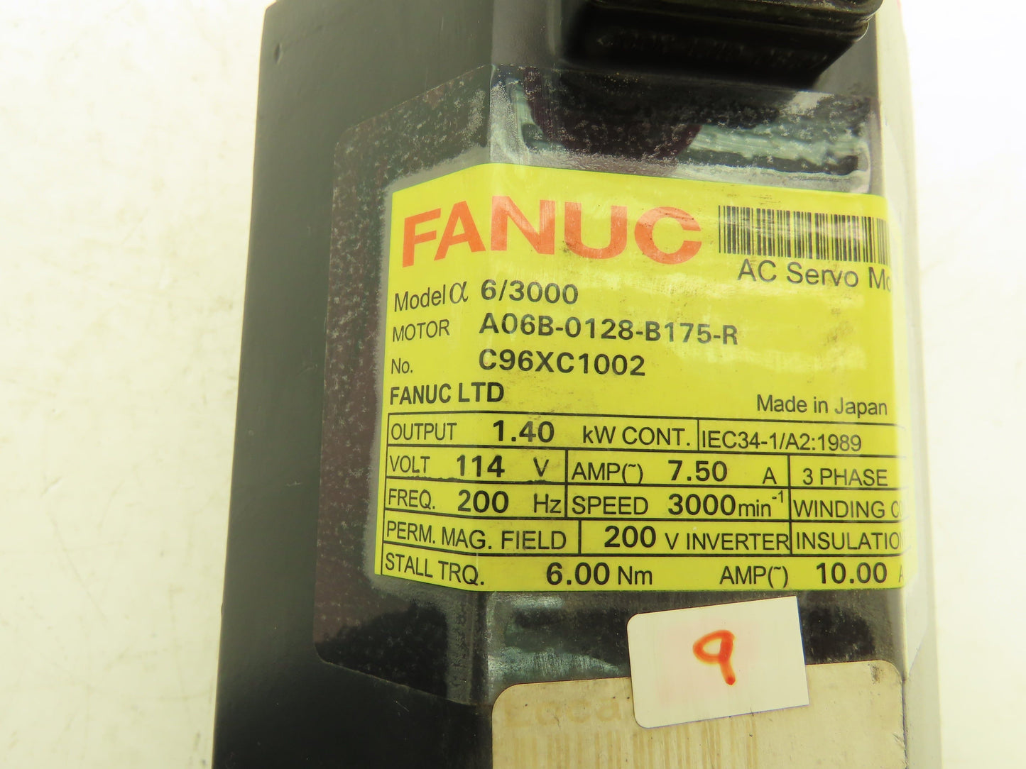 Fanuc A06B-0128-B175-R AC Servo Motor 114V 3PH 3000 RPM -Encoder A860-0360-V501