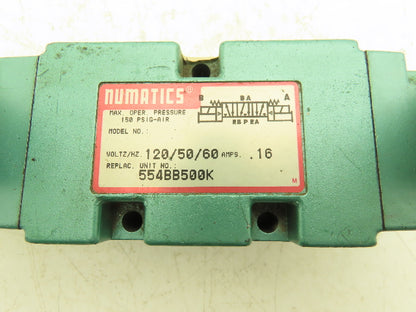 Numatics 554BB500K Pneumatic Double Solenoid 5/3 Spool Valve 150psi 120V