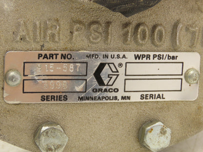 Graco 244740 Air Operated Mastic Fluid Regulator Housing diaphragm 5000psi