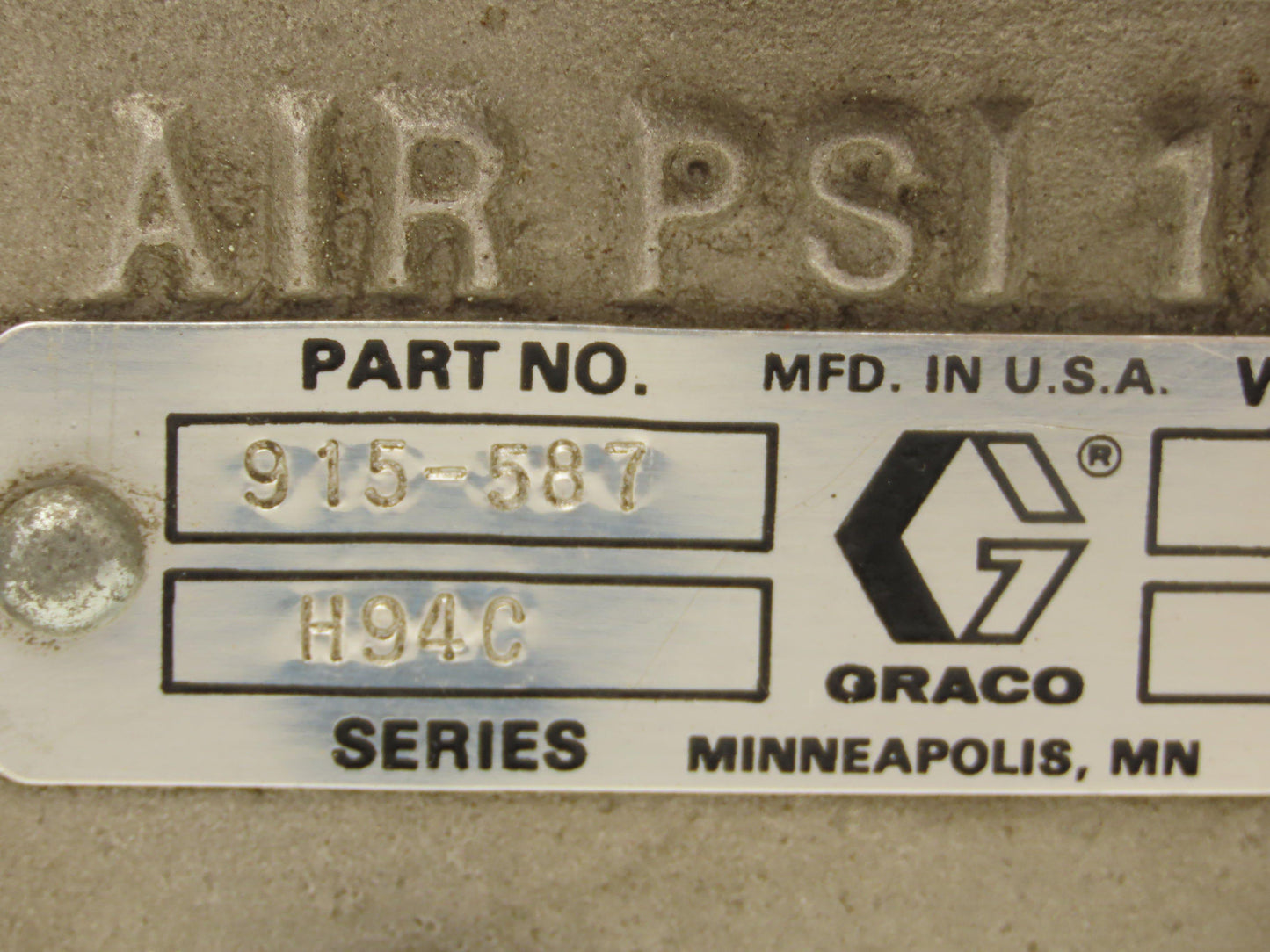 Graco 244740 Air Operated Mastic Fluid Regulator Housing diaphragm 5000psi