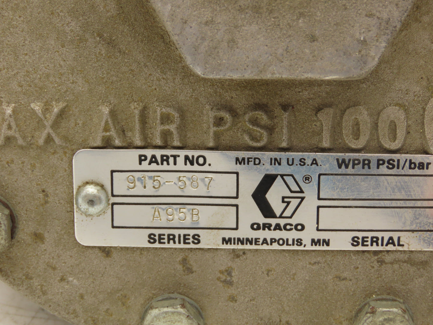 Graco 244740 Air Operated Mastic Fluid Regulator Housing diaphragm 5000psi