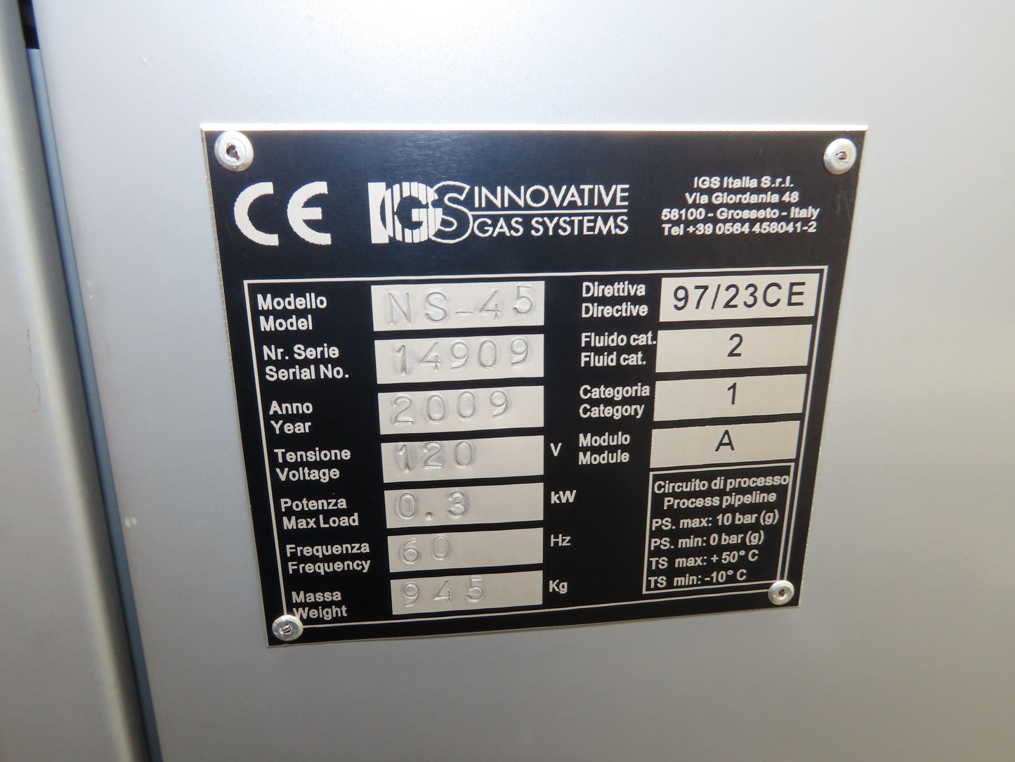 Noxerior NA-45 Nitroswing Modular PSA Nitrogen Generator 100PSIG 415SCFH 99.99%