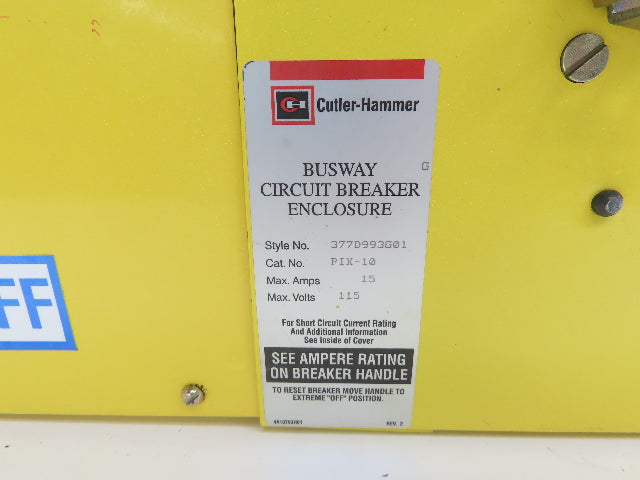 Cutler Hammer 377D993G01 Fused Busway Disconnect 3PH to 1PH Transformer 15A 115V