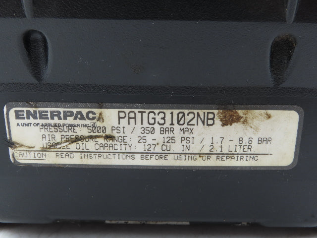 Enerpac Turbo II Air Powered Hydraulic Pump 5000psi Max 25-125psi Air pressure