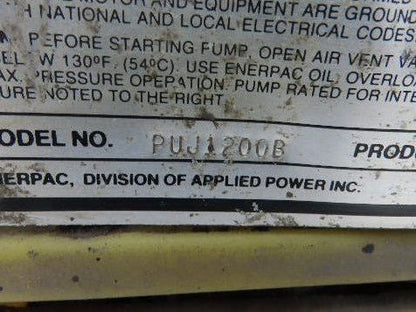 Enerpac PUJ1200B Hydraulic Pump 10000psi 1/2Hp with 3-Way Valve 115V 1PH