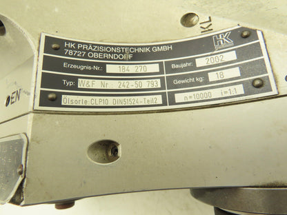 HZ Prazisionstechnik GMBH 242-50 793 Spindle Head Gearbox 1:1 Reducer CLP10