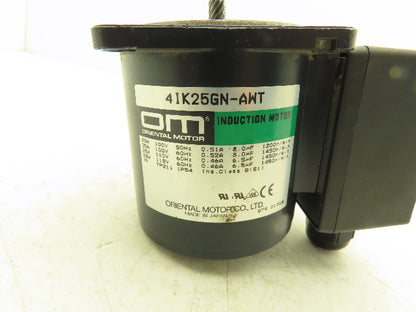 Oriental Motor 4IK25GN-AWT Induction Motor 25W 1450 RPM 115VAC 1PH Pinion Shaft